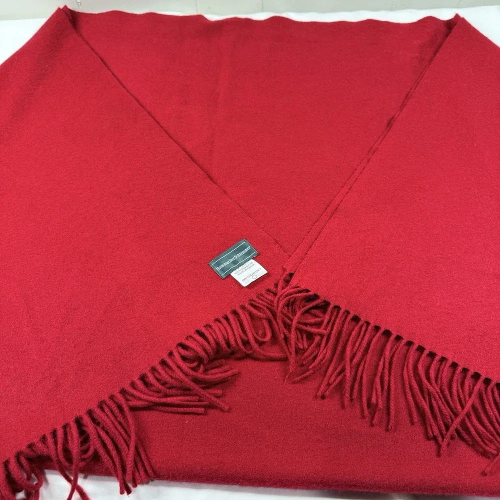 Hammacher Schlemmer 100% Cashmere‎ Throw Blanket Red 50x64 Fringe Luxury Wrap